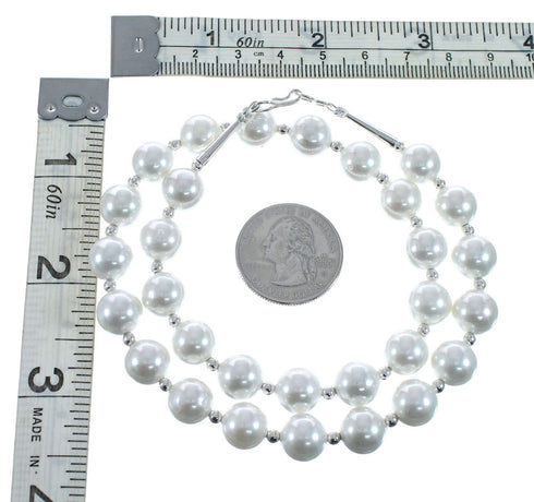 Mother of Pearl Sterling Silver Native American Bead Necklace AX128210